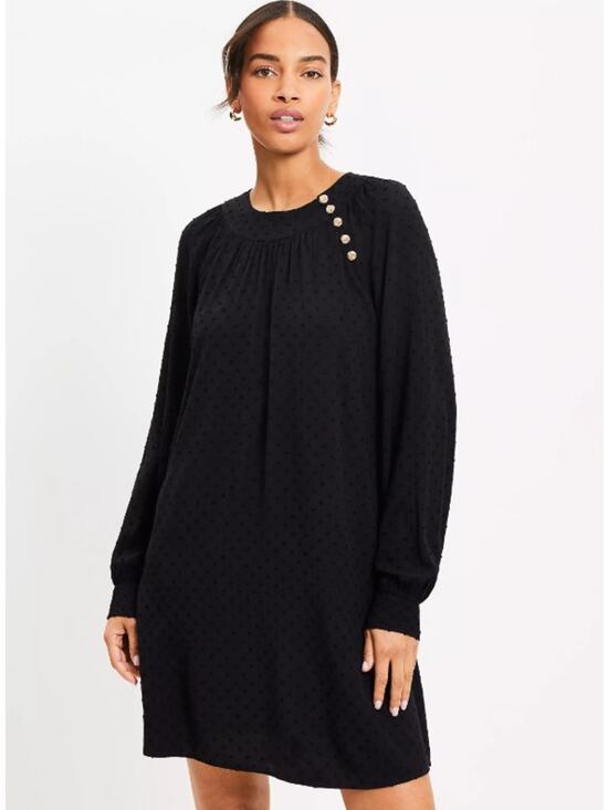 LOFT Dresses & Skirts - NWT LOFT Clip Button Swing Dress, Black, Size M/8